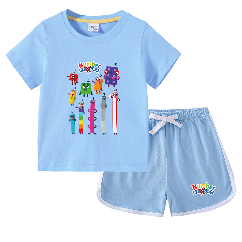 Gyerek fiú póló nyári új félujjú gyermekruházat diákoknak koreai pamut lányok rövid ujjú nadrág kétrészes öltöny