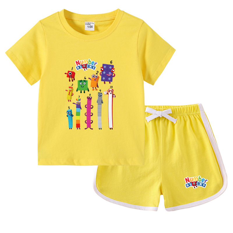 Gyerek fiú póló nyári új félujjú gyermekruházat diákoknak koreai pamut lányok rövid ujjú nadrág kétrészes öltöny