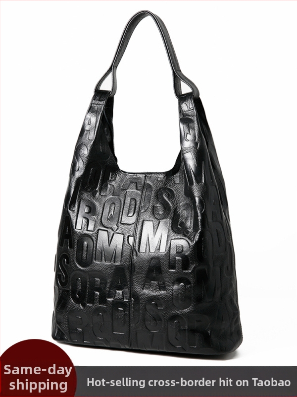 Lusta stílusú táska Női nagy kapacitású ingázó stílusú táska Valódi bőr válltáska Hónalj rétegű marhabőr levéltáska