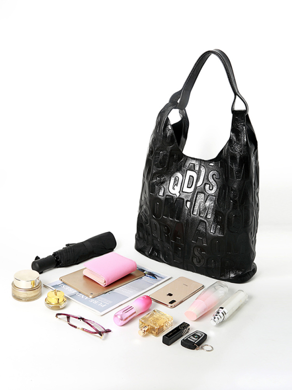 Lusta stílusú táska Női nagy kapacitású ingázó stílusú táska Valódi bőr válltáska Hónalj rétegű marhabőr levéltáska