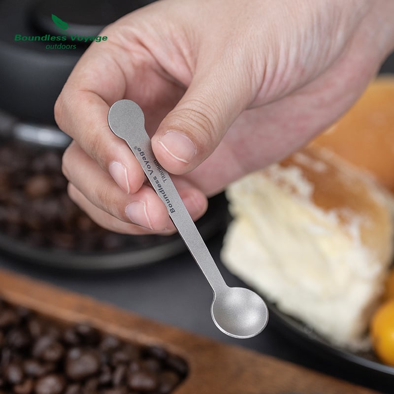 Biwei Pure Titanium лъжичка за кафе, мини ултра лека преносима лъжичка за подправка с бяла захар, титаниеви прибори за хранене