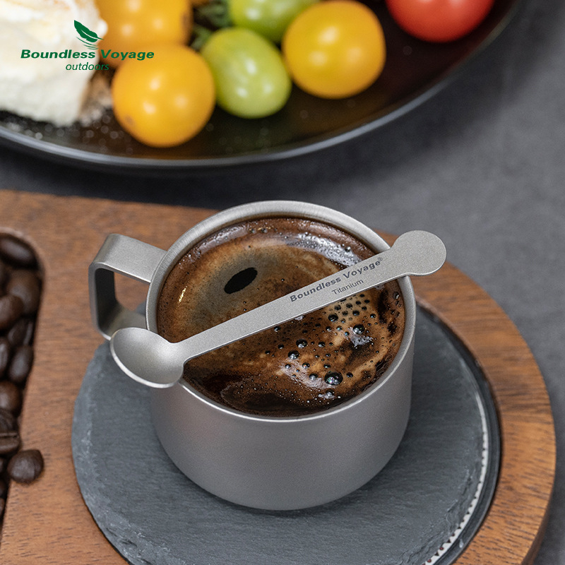 „Biwei“ gryno titano kavos šaukštelis, mini, itin lengvas, nešiojamas, titano stalo reikmenys, baltojo cukraus prieskonių šaukštelis