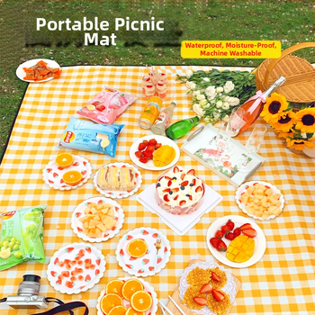 Piknikumatt Niiskuskindel matt Välispiknikumatt Veekindel Paksendatud Oxfordi riie PE Mittekootud Käekott Piknikuriie