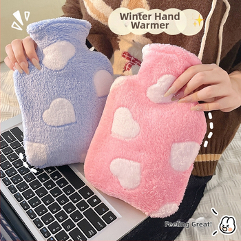 Didelės talpos nuimamas plaunamas mielas nešiojamas didelis dydis karšto vandens maišelis pliušinis šilto vandens maišelis triušio plaukų vandens įpurškimas meilė širdelė šilta ranka lobis