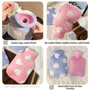 Didelės talpos nuimamas plaunamas mielas nešiojamas didelis dydis karšto vandens maišelis pliušinis šilto vandens maišelis triušio plaukų vandens įpurškimas meilė širdelė šilta ranka lobis