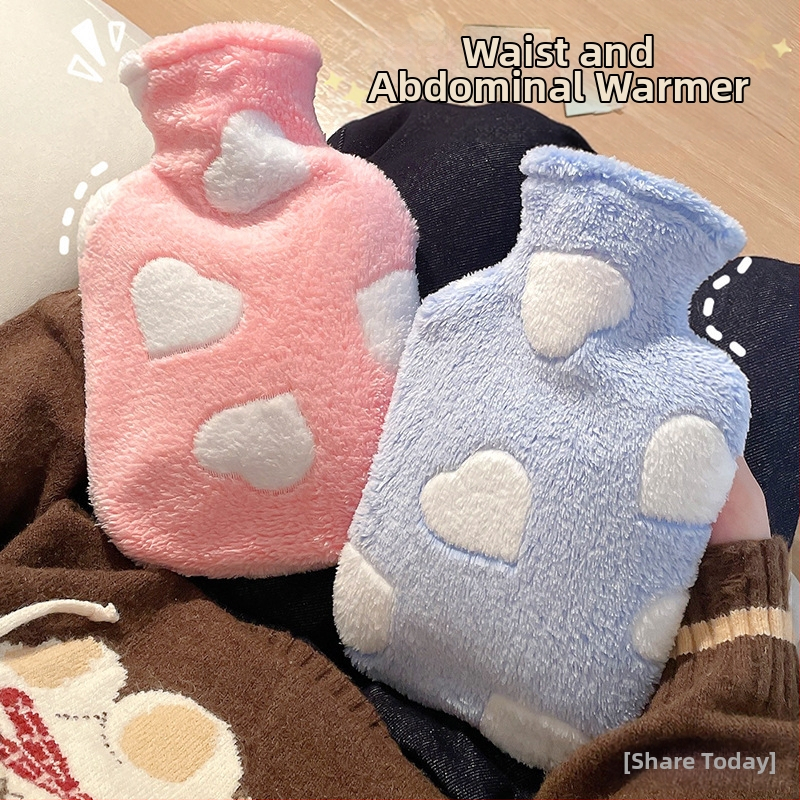 Didelės talpos nuimamas plaunamas mielas nešiojamas didelis dydis karšto vandens maišelis pliušinis šilto vandens maišelis triušio plaukų vandens įpurškimas meilė širdelė šilta ranka lobis