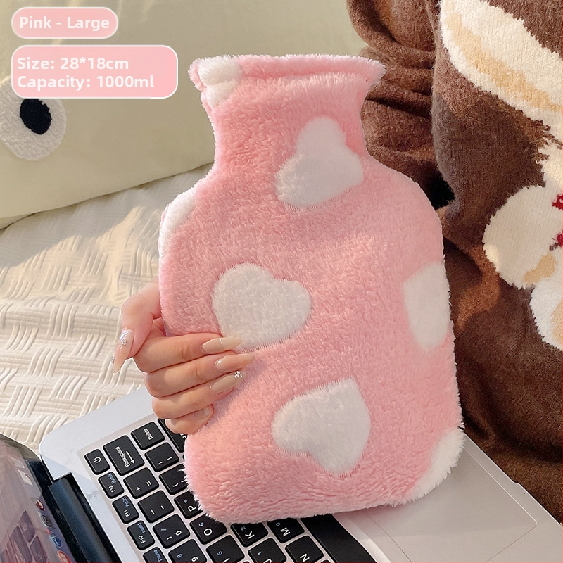 Didelės talpos nuimamas plaunamas mielas nešiojamas didelis dydis karšto vandens maišelis pliušinis šilto vandens maišelis triušio plaukų vandens įpurškimas meilė širdelė šilta ranka lobis