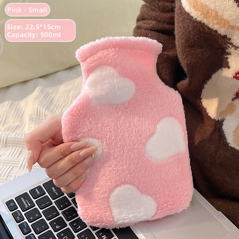 Didelės talpos nuimamas plaunamas mielas nešiojamas didelis dydis karšto vandens maišelis pliušinis šilto vandens maišelis triušio plaukų vandens įpurškimas meilė širdelė šilta ranka lobis