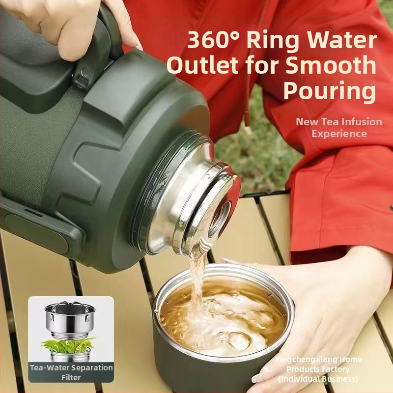 Мъжки чайник за съхранение на топлина от неръждаема стомана за пътуване в кола, с изключително дебел, нисък кей, 316, голям капацитет, Qihu