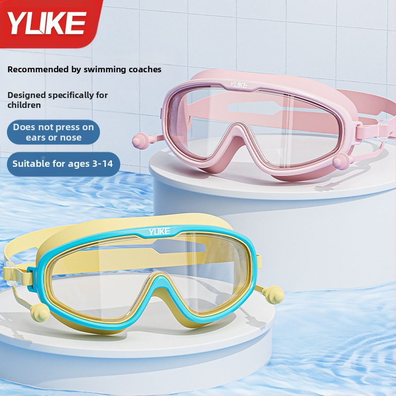 Vaikiški plaukimo akiniai, didelio rėmo, HD, atsparūs rasojimui, vandeniui, berniukams, nardymo profesionalams, plaukimo kepuraitei, tinkantys mergaitėms, plaukimo akiniai