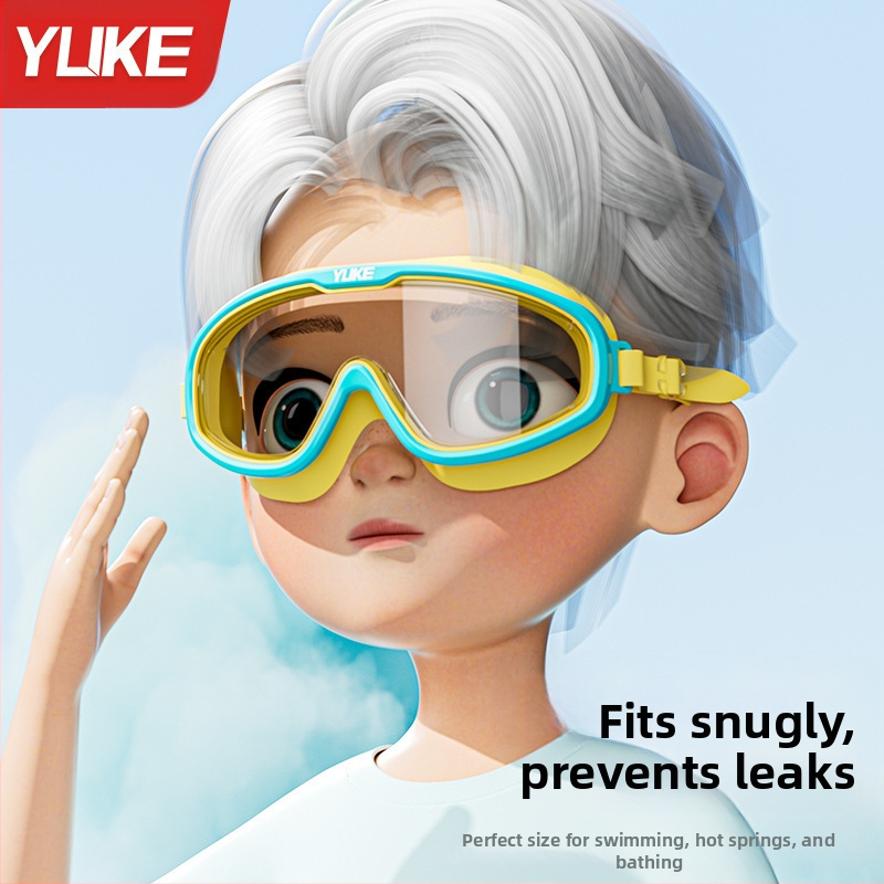 Детски очила за плуване с голяма рамка, HD, водоустойчиви, против замъгляване, за момчета, гмуркане, професионална шапка за плуване, костюм за момичета, очила за плуване