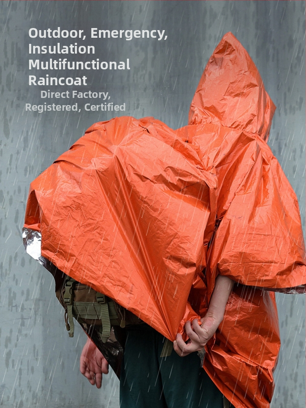 Kültéri vészhelyzeti esőkabát Pe alumínium fólia szigetelő esőkabát túrázáshoz, hegymászáshoz, kerékpározáshoz, kempingezéshez, poncsóhoz, sátorhoz, hálózsákhoz