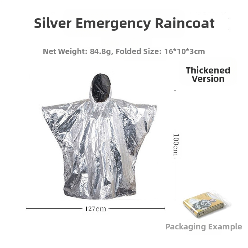Kültéri vészhelyzeti esőkabát Pe alumínium fólia szigetelő esőkabát túrázáshoz, hegymászáshoz, kerékpározáshoz, kempingezéshez, poncsóhoz, sátorhoz, hálózsákhoz