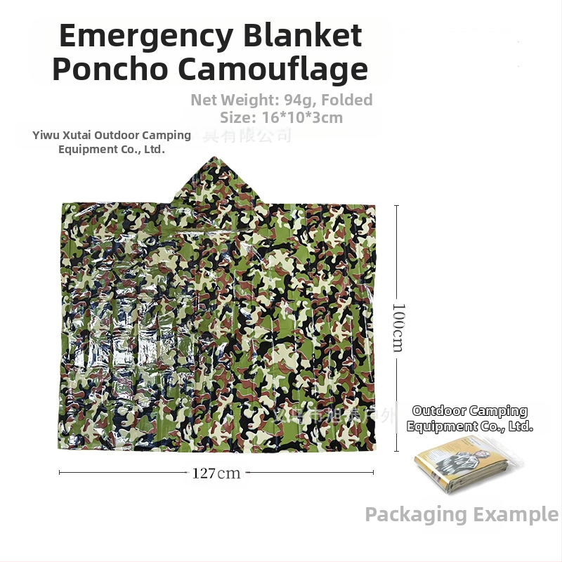 Kültéri vészhelyzeti esőkabát Pe alumínium fólia szigetelő esőkabát túrázáshoz, hegymászáshoz, kerékpározáshoz, kempingezéshez, poncsóhoz, sátorhoz, hálózsákhoz