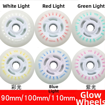 Riedučiai vaikams, šviečiantys ratukai, tiesios eilės, suaugusiųjų riedučiai, PU90, greitasis čiuožimas, 100 mm, 110 mm