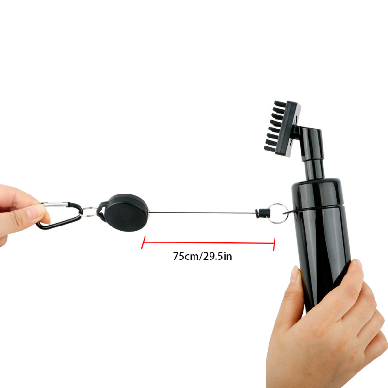 Határokon átnyúló népszerű külkereskedelmi golfkefe-tisztító spray-golyós törlőkendő-tisztító kefe teleszkópos húzógyűrűs golyóskefe-gyár