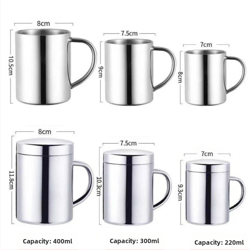 Чаша от неръждаема стомана 304 с капак, офис чаша за чай, момчета, деца, устойчива на капки, чаша за кафе, чаша за вода