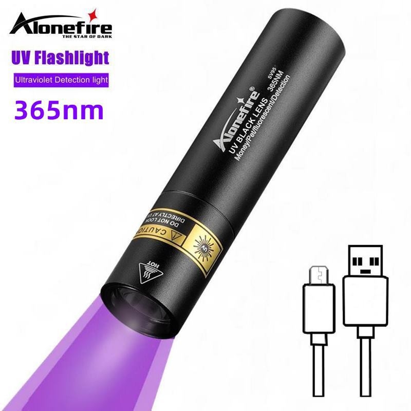 Újratölthető fekete tükör 365 lila fényű bankjegyvizsgáló zseblámpa ultraibolya fény hamisításgátló fluoreszkáló zseblámpa SV95