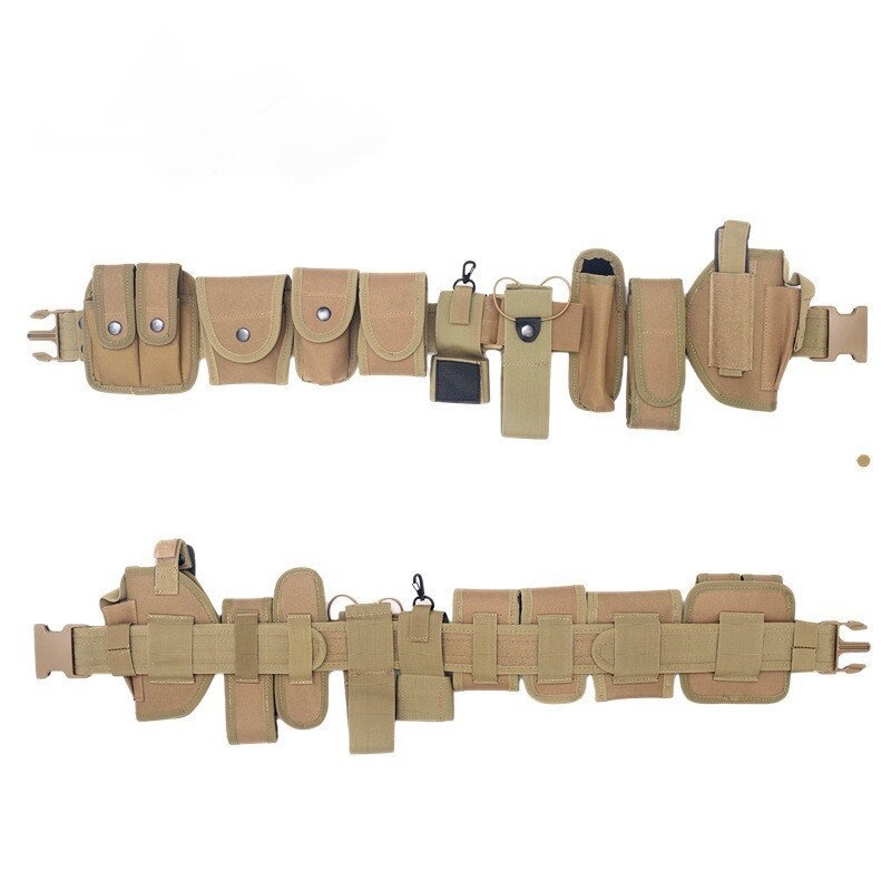 Välistingimustes kasutatavate spordivahendite taktikaline vöö, kümneosaline komplekt, eemaldatav tarvikute kott, vöökoha tihend, turvatööriist, kiirkinnitusega varrukas