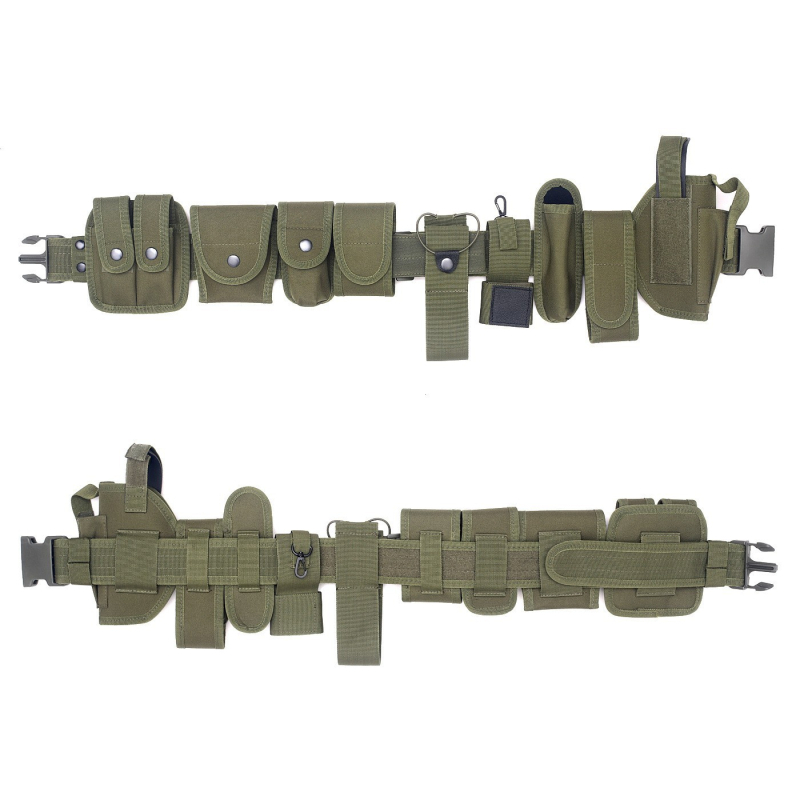 Välistingimustes kasutatavate spordivahendite taktikaline vöö, kümneosaline komplekt, eemaldatav tarvikute kott, vöökoha tihend, turvatööriist, kiirkinnitusega varrukas