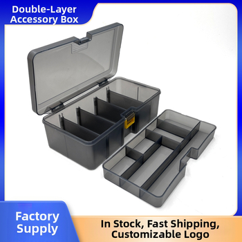 Kétrétegű horgászfelszerelés-tartozékdoboz, csalidoboz, alkatrész-osztályozó tárolódoboz, hamis csalidoboz, nedvességálló horgászfelszerelés-doboz
