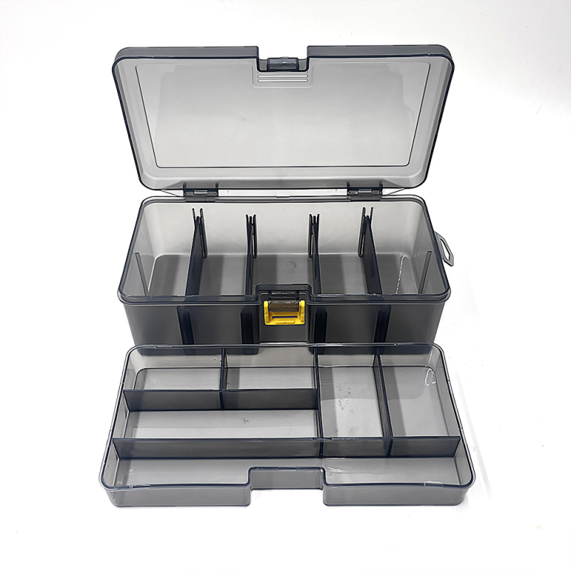 Kétrétegű horgászfelszerelés-tartozékdoboz, csalidoboz, alkatrész-osztályozó tárolódoboz, hamis csalidoboz, nedvességálló horgászfelszerelés-doboz