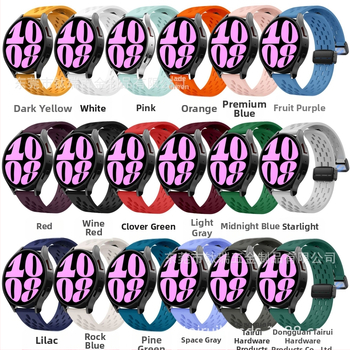 20 mm-es Samsung Watch6 összecsukható mágneses csattal ellátott szilikon óraszíjhoz alkalmas, Huawei Watch GT2 gyorskioldós óraszíjjal