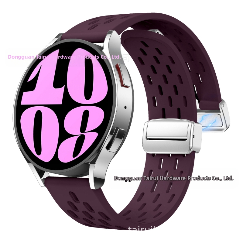 Vhodné pre 20 mm skladací silikónový remienok na hodinky Samsung Watch6 s magnetickou prackou a rýchloupínacím remienkom na hodinky Huawei Watch GT2
