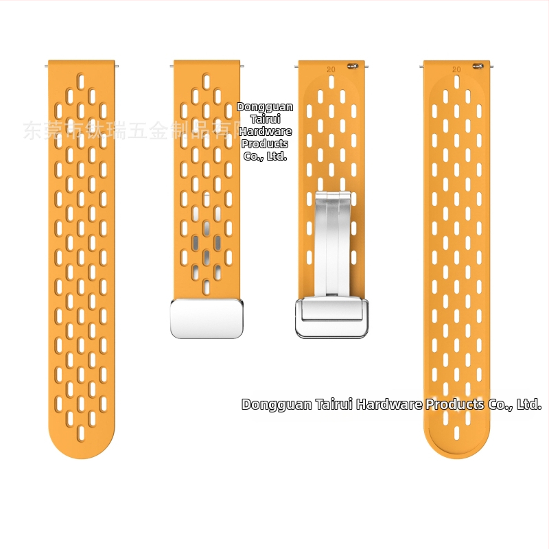 Vhodné pre 20 mm skladací silikónový remienok na hodinky Samsung Watch6 s magnetickou prackou a rýchloupínacím remienkom na hodinky Huawei Watch GT2