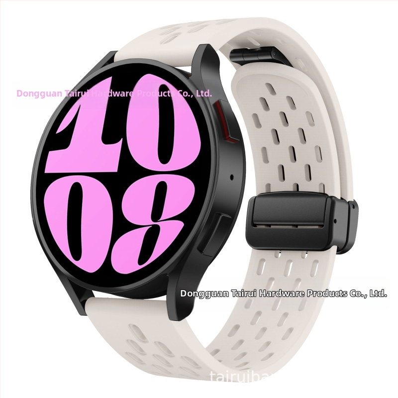 20 mm-es Samsung Watch6 összecsukható mágneses csattal ellátott szilikon óraszíjhoz alkalmas, Huawei Watch GT2 gyorskioldós óraszíjjal