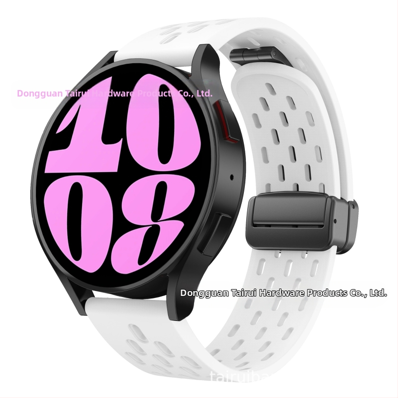 20 mm-es Samsung Watch6 összecsukható mágneses csattal ellátott szilikon óraszíjhoz alkalmas, Huawei Watch GT2 gyorskioldós óraszíjjal