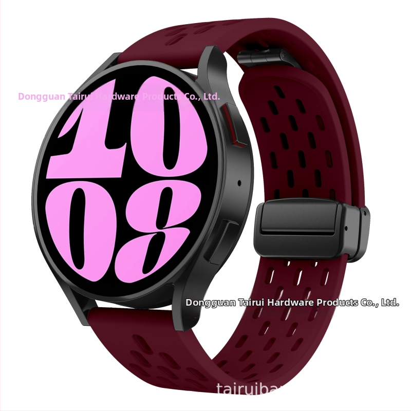 20 mm-es Samsung Watch6 összecsukható mágneses csattal ellátott szilikon óraszíjhoz alkalmas, Huawei Watch GT2 gyorskioldós óraszíjjal