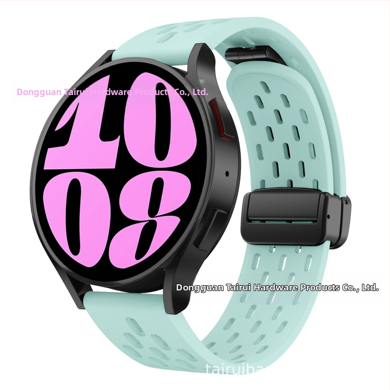 20 mm-es Samsung Watch6 összecsukható mágneses csattal ellátott szilikon óraszíjhoz alkalmas, Huawei Watch GT2 gyorskioldós óraszíjjal