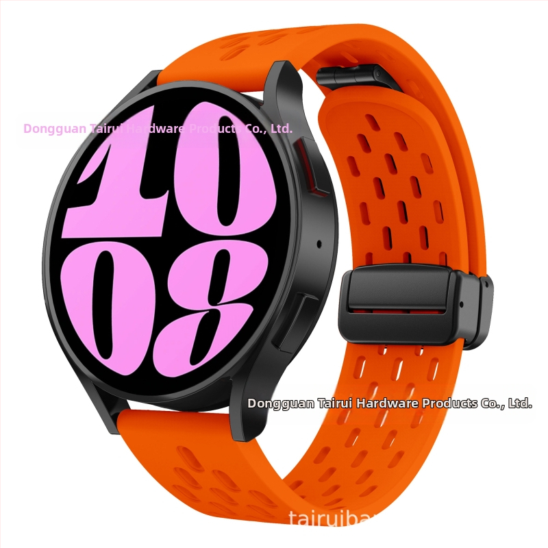 20 mm-es Samsung Watch6 összecsukható mágneses csattal ellátott szilikon óraszíjhoz alkalmas, Huawei Watch GT2 gyorskioldós óraszíjjal