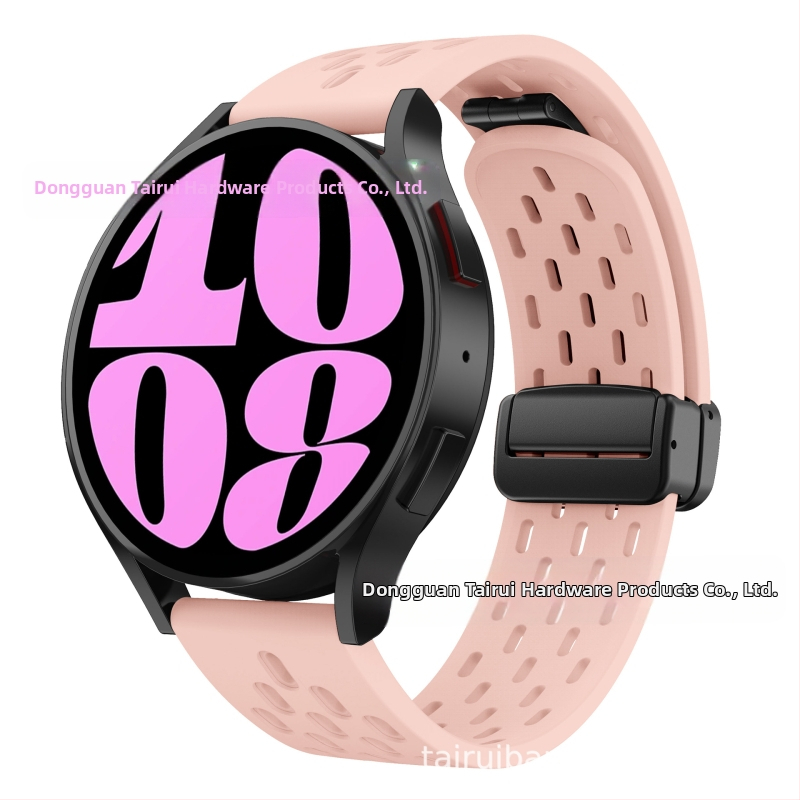 20 mm-es Samsung Watch6 összecsukható mágneses csattal ellátott szilikon óraszíjhoz alkalmas, Huawei Watch GT2 gyorskioldós óraszíjjal