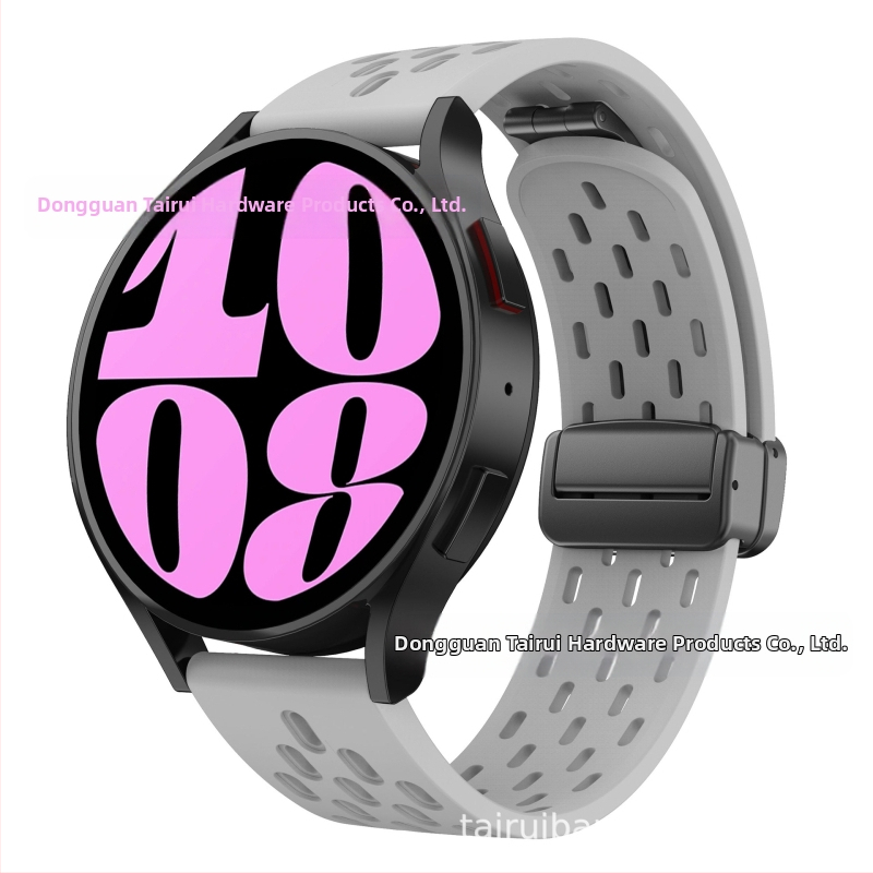 20 mm-es Samsung Watch6 összecsukható mágneses csattal ellátott szilikon óraszíjhoz alkalmas, Huawei Watch GT2 gyorskioldós óraszíjjal