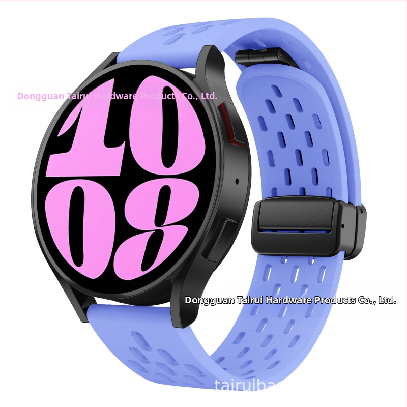 20 mm-es Samsung Watch6 összecsukható mágneses csattal ellátott szilikon óraszíjhoz alkalmas, Huawei Watch GT2 gyorskioldós óraszíjjal