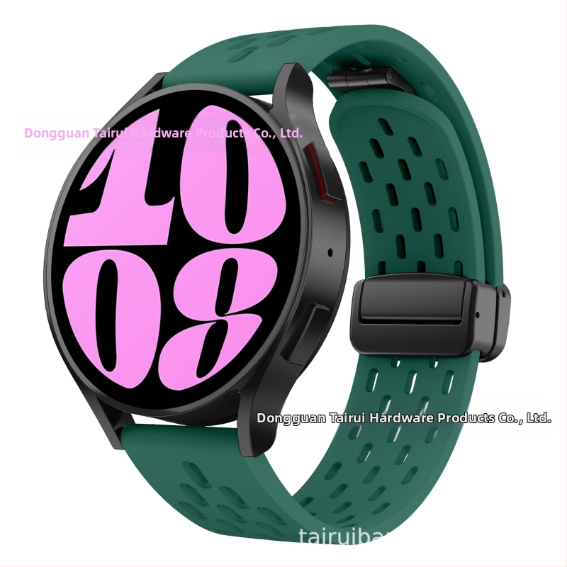 20 mm-es Samsung Watch6 összecsukható mágneses csattal ellátott szilikon óraszíjhoz alkalmas, Huawei Watch GT2 gyorskioldós óraszíjjal