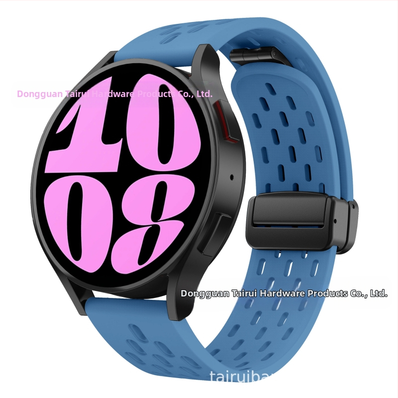 20 mm-es Samsung Watch6 összecsukható mágneses csattal ellátott szilikon óraszíjhoz alkalmas, Huawei Watch GT2 gyorskioldós óraszíjjal