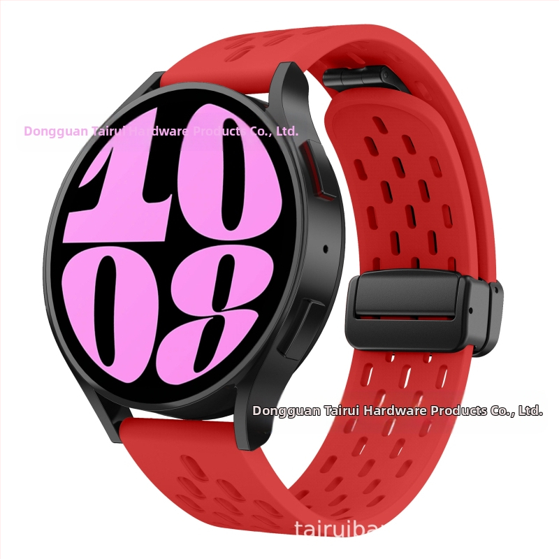 20 mm-es Samsung Watch6 összecsukható mágneses csattal ellátott szilikon óraszíjhoz alkalmas, Huawei Watch GT2 gyorskioldós óraszíjjal