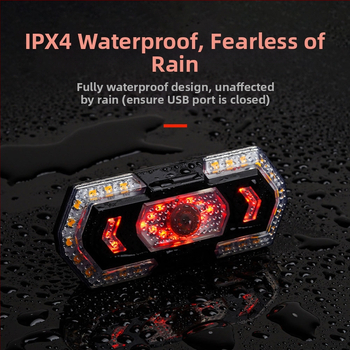 Nuotolinio valdymo posūkio signalo galinis žibintas, įkraunamas USB, vandeniui atsparus dviračio galinis žibintas su įspėjamuoju signalu