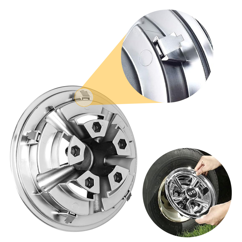 Amz golfkocsi 8 hüvelykes galvanizált kerékagy-sapka univerzális modell, Club Car/Ezgo/Yamaha modellekhez