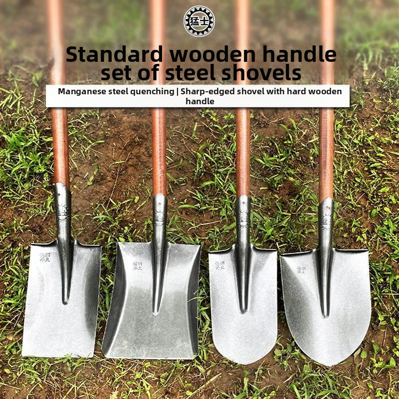 Голяма лопата, манганова стоманена лопата, копаене, разрохкване на почвата, артефакт, градина, градински инструменти, засаждане на зеленчуци, селскостопански, дървена дръжка, желязна лъжица