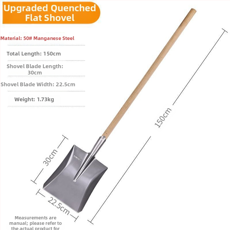 Didelis mangano plieno kastuvas lauke, kasti dirvą, atlaisvinti artefaktą, sodo sodo įrankius, sodinti daržoves, žemės ūkio, medinę rankeną, geležinį šaukštą