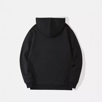 Мъжки пуловер с качулка и графичен дизайн с връзки