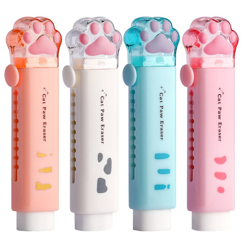 Su 5 keičiamomis šerdelėmis, stumiamu-traukiamu trintuku, specialiomis mokyklinėmis priemonėmis pradinių klasių mokiniams, pieštuko trintuku, vaikišku trintuku nepaliekant pėdsakų