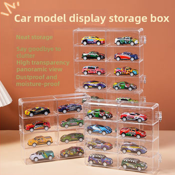 Väikese automudeli hoiustuskast, 4 kihti, 8 ruudustikuga, tolmukindel läbipaistev mänguautode vitriin