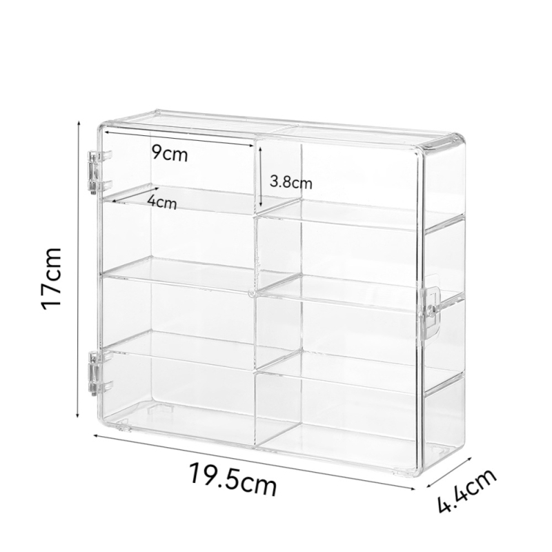 Väikese automudeli hoiustuskast, 4 kihti, 8 ruudustikuga, tolmukindel läbipaistev mänguautode vitriin