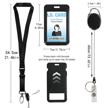 Χονδρική βαρέως τύπου σήμα με αναδιπλούμενη εύκολη έλξη πόρπης με λουράκι πίσω κλιπ οβάλ εύκολη έλξη πόρπη κάθετη έκδοση κάτοχος κάρτας κρεμαστό σχοινί λαιμού