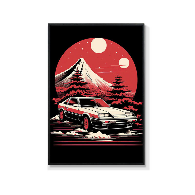 Retro auto rippuv maal õlimaali plakat küberpunk sportauto klubi seinakaunistus maalimisbaar e-spordi seinamaaling